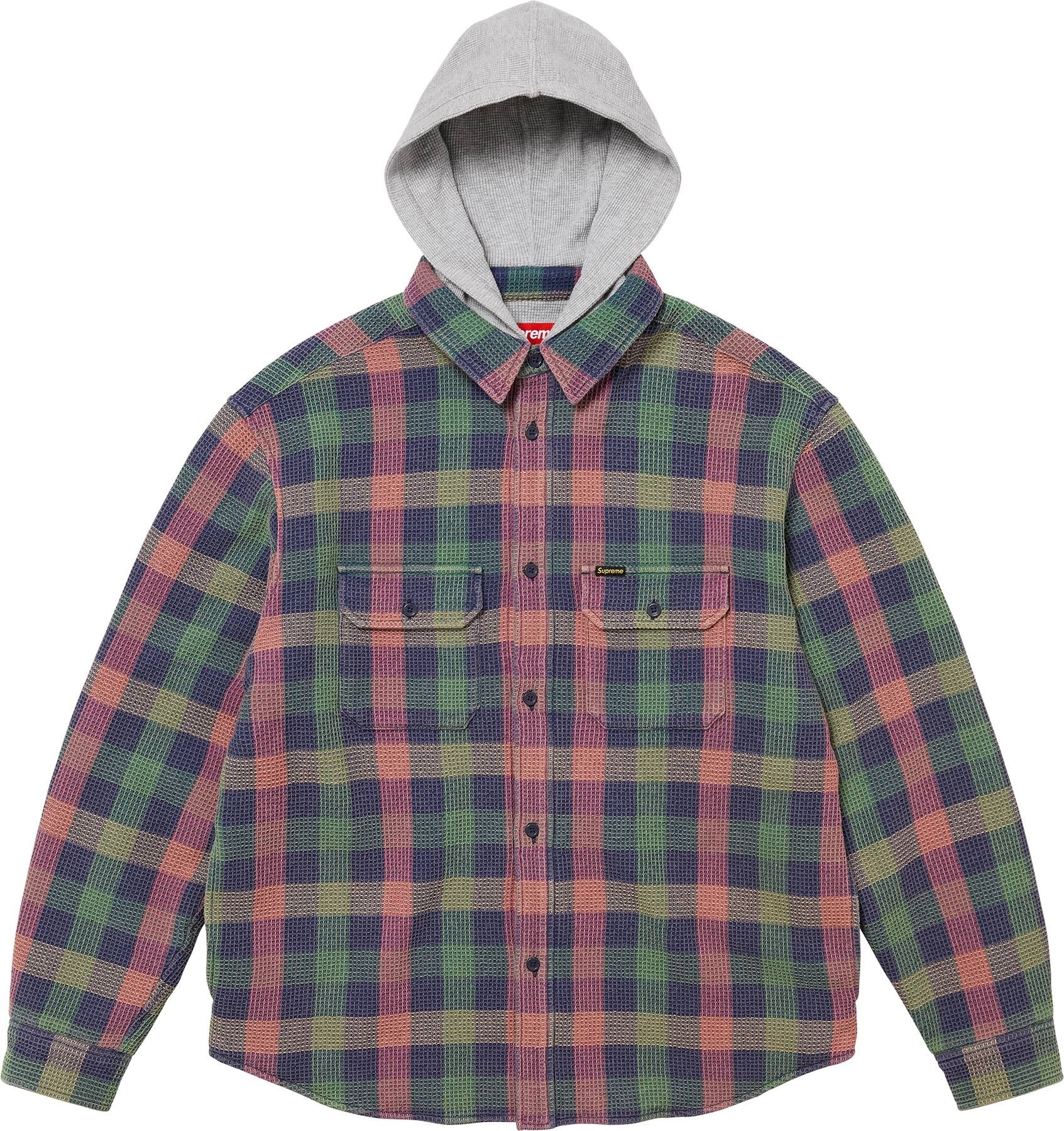 Waffle Plaid Hooded Shirt view 2